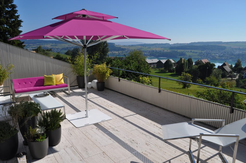 Sonnenschirm Supremo weiß Balkon Terrasse quadratisch