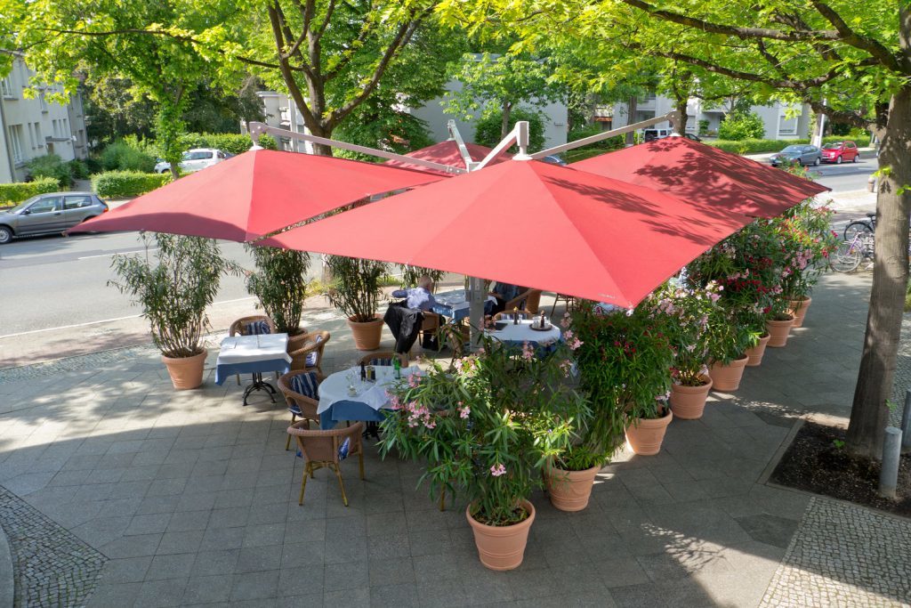 Sonnenschirm Amalfi Quadro Rot Quadratisch Restaurant