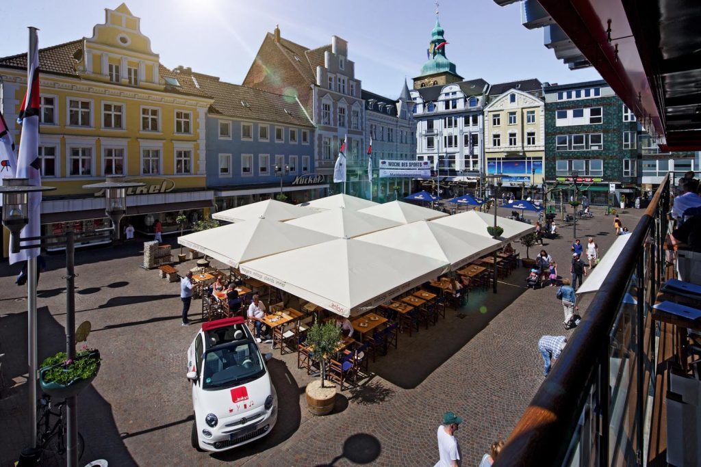 Sonnenschirm Marktschirm Big Ben mit Schirmständer Multicube Gabione